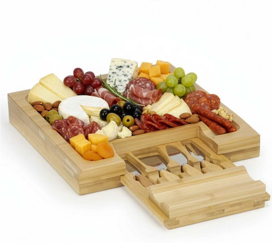 Plăci De Servire Brânză Cu Mâner Lemn 33x33x4cm 5 Bucăți