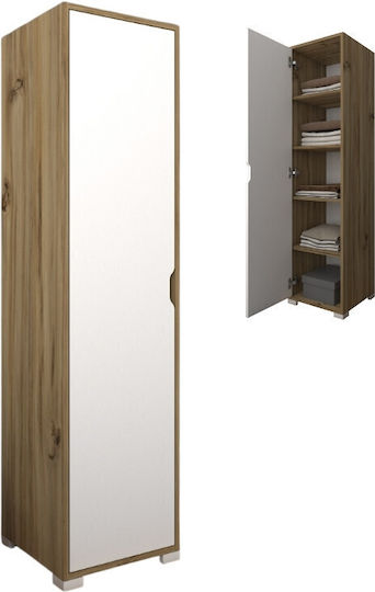 Clive Μονόφυλλη Ντουλάπα 40x45x183cm Ανοιχτό Καρυδί - Λευκό Clive Μονόφυλλη Ντουλάπα 40x45x183cm Ανοιχτό Καρυδί - Λευκό