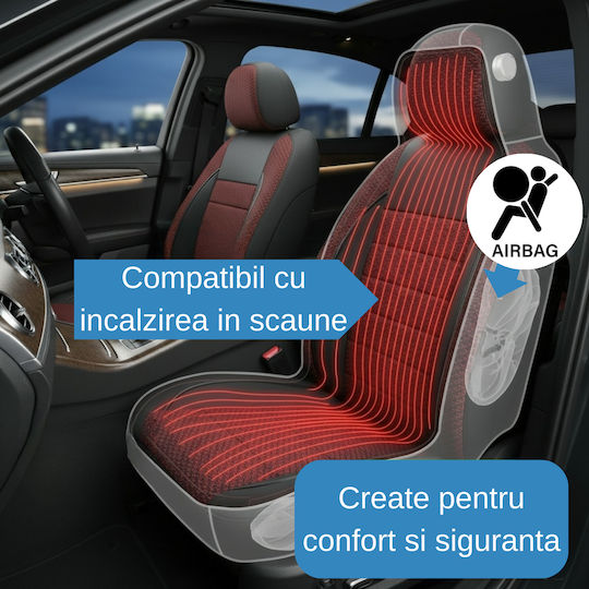 Car Seat Cover Set Elegance Edition V2 Textile Material Eco-leather Inserts 11 Pieces Red