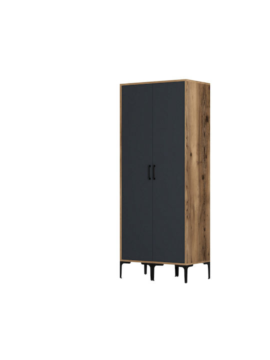 Doppeltür Kleiderschrank Regale & Raum zum Aufhängen Anthrazit/Kirschbaum 80x47 5xc201.4cm