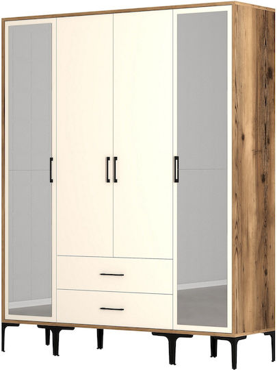 Ντουλάπα Τέσσερις Πόρτες Rtr Lidya Κρέμ 160x47x201cm Ντουλάπα Τέσσερις Πόρτες Rtr Lidya Κρέμ 160x47x201cm