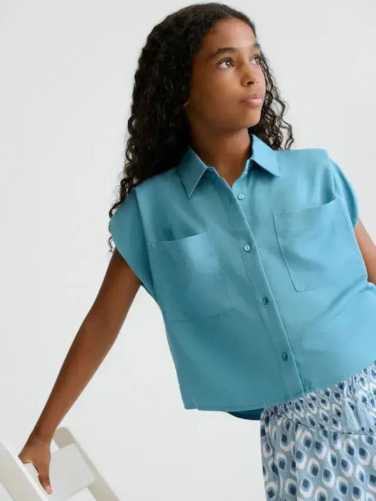 Kids Short-Sleeved Shirt Petrol