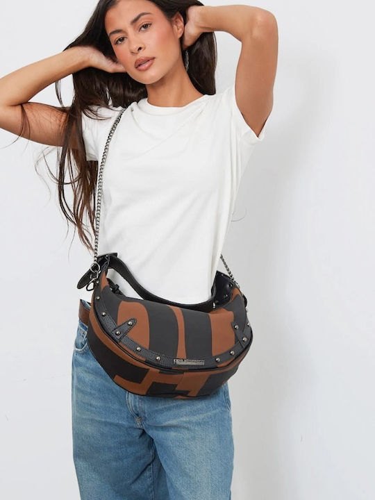 Ea Logo Baguette Fabric Women's Shoulder Bag Brown