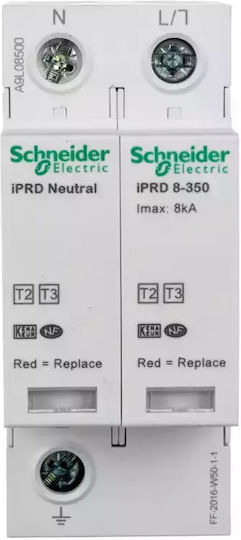 Schneider Electric Acti 9 iPRD8 2-Poles Inspired T2 / T3 Panel Lightning Protection 8kA 1P+N 350V
