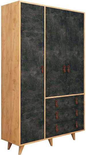 Chunky Τρίφυλλη Ντουλάπα 120x52x187cm Oak-dark Grey Chunky Τρίφυλλη Ντουλάπα 120x52x187cm Oak-dark Grey
