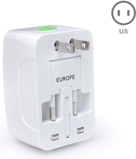 Travel Power Αντάπτορας Πρίζας από Universal σε Universal με 2 Θύρες USB