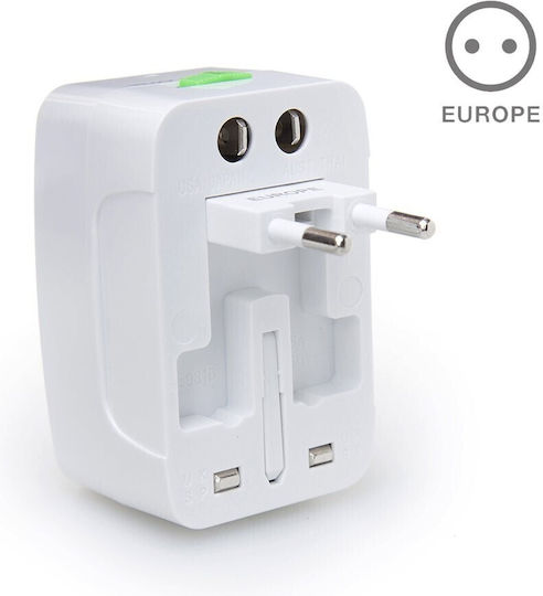 Travel Power Αντάπτορας Πρίζας από Universal σε Universal με 2 Θύρες USB