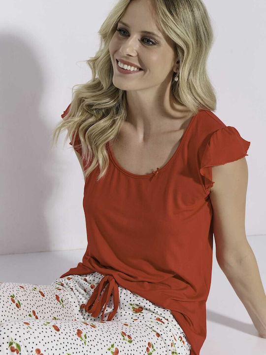 Jeannette Lingerie Summer Women's Pyjama Set Red