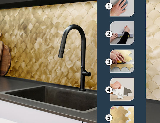 Decorative Wall Sticker Tiles 4 Pieces 25x25cm Douceur d'Intérieur