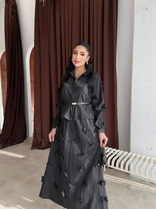 Damenröcke Maxi Blumen Schwarz Set
