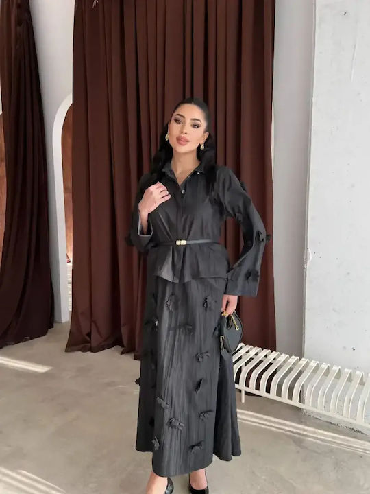 Damenröcke Maxi Blumen Schwarz Set