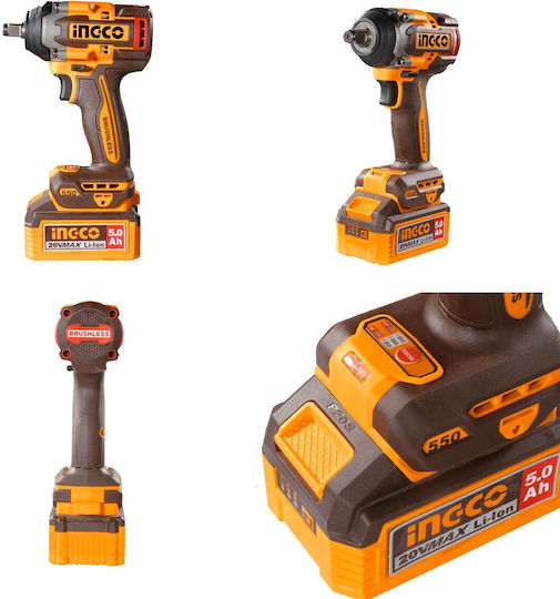 Ingco CIWLI2055E Brushless Μπουλονόκλειδο Μπαταρίας 20V 2x4Ah