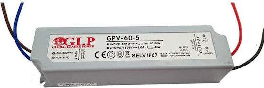 Sursă de Alimentare LED GPV 40W 5V IP67 GPV-60-5 TUV ETL Protecție