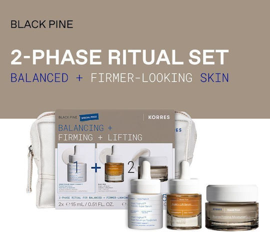 Korres Black Pine Skin Care Set for Moisturizing & Firming 4 Pieces