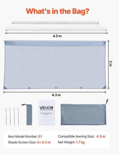 Vevor Платно За Сенки 2x4.3м