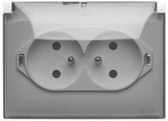 Simon Aquaclick Socket Ip44 Schuko Double Compact Transparent Flap White Acgsz2z/11a