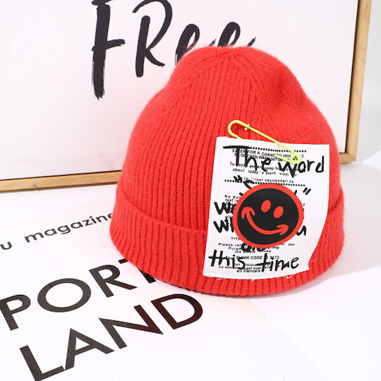 Unisex Beanie Knitted Hat in Red