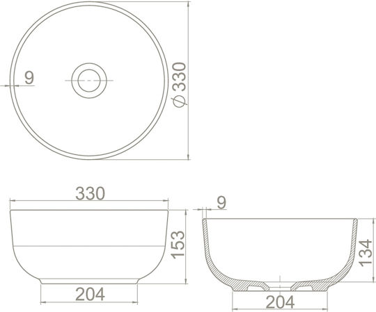 Cerastyle Aqua Επικαθήμενος Νιπτήρας Πορσελάνης 33x33x15.3cm Cerastyle Aqua Επικαθήμενος Νιπτήρας Πορσελάνης 33x33x15.3cm