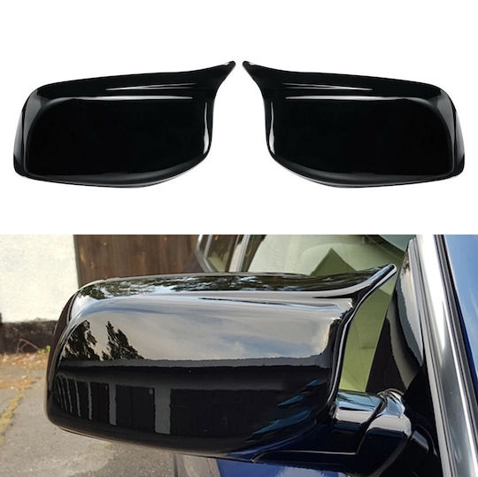 Двойни Капаци За Огледала Kidney M Batman Стил Подходящи За Bmw 5 Series E60 E61 2003-2009 Черен Гланц