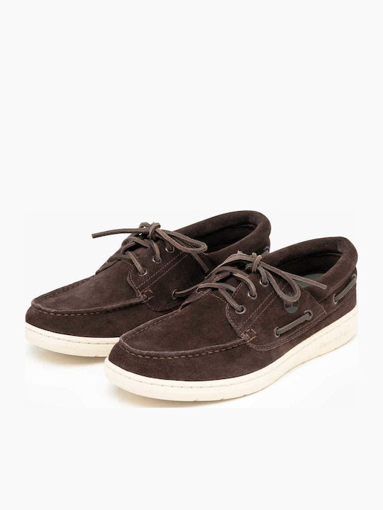 Leather Men's Boat Shoes in Brown Colour