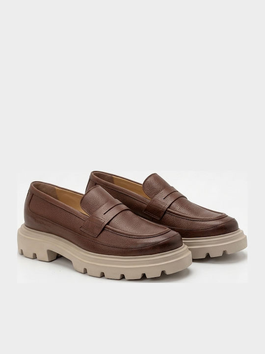 Δερμάτινα Ανδρικά Loafers σε Ταμπά Χρώμα