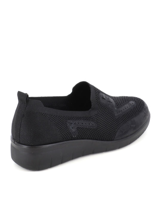 Leather Women's Moccasins in Black Color 75/296-122 Black