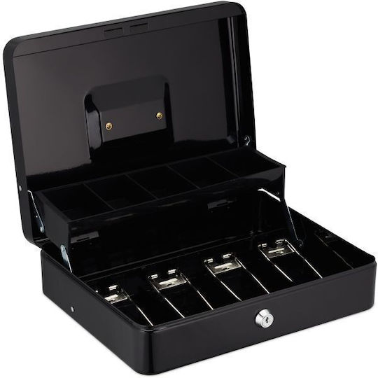 Cash Box Coins Banknotes Relaxdays 8.5 X 30.5 X 24.5 Cm Black