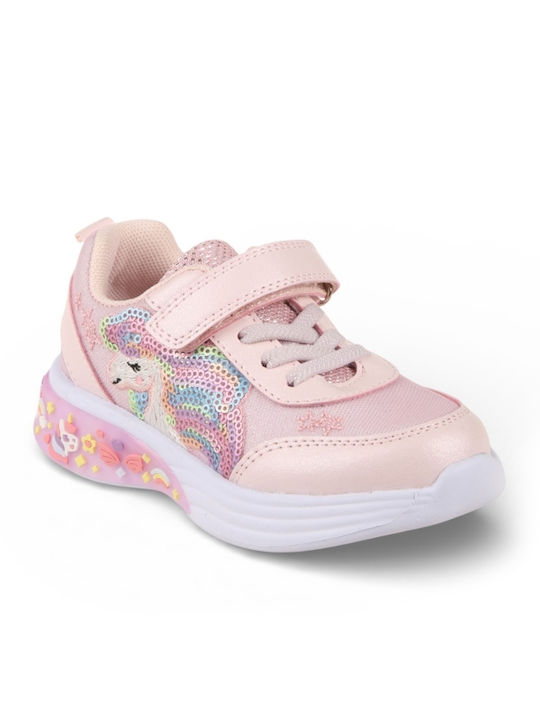 Παιδικά Sneakers με Φωτάκια Ροζ