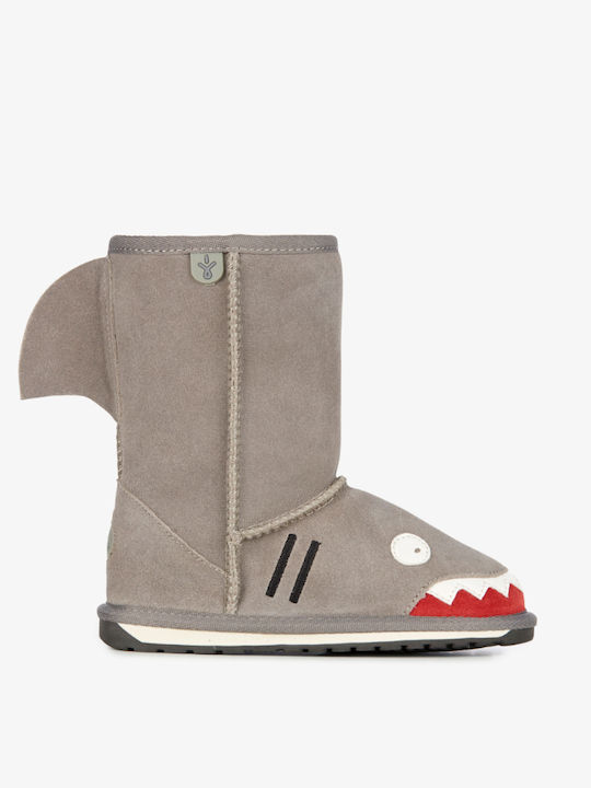 Leather Kids Ankle Boots Gray