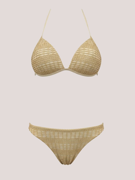 Set Bikini 3 Pieces Triangle Push Up Gold