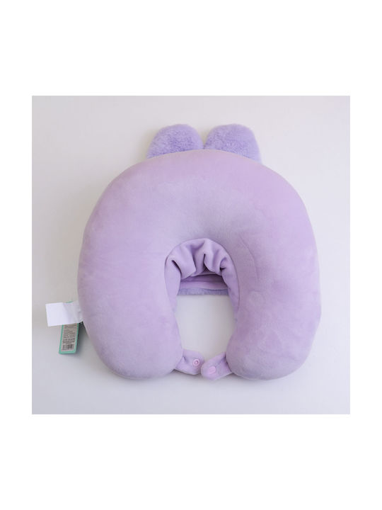Nursery Decor U Shape Pillow with Hood Moving Animal Figures Yellow