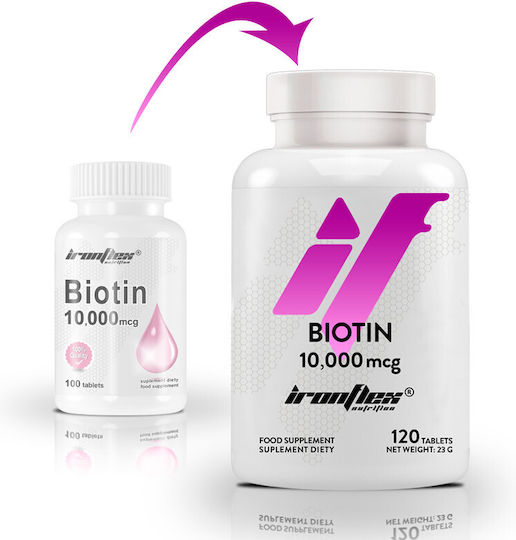 Ironflex Nutrition Biotin Βιταμίνη για τα Μαλλιά, τo Δέρμα & τα Νύχια 10mg 120 ταμπλέτες