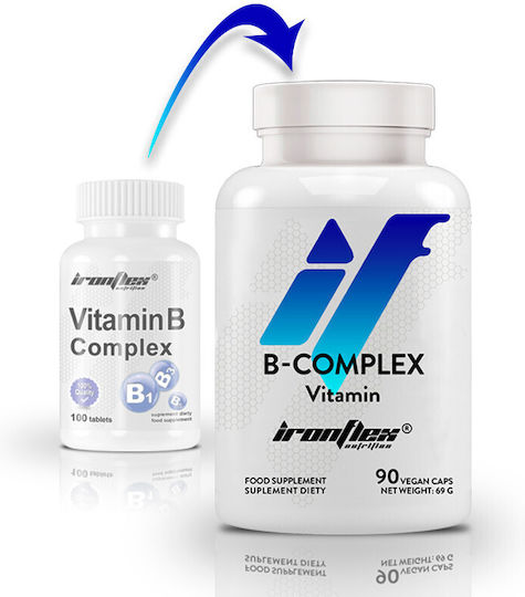 Ironflex Nutrition Vitamin B Complex Βιταμίνη για Ενέργεια, Ενίσχυση του Ανοσοποιητικού & το Νευρικό Σύστημα 90 φυτικές κάψουλες