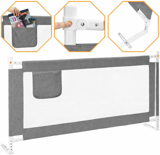 Bară de Protecție pentru Pat din Metal în Culoare Gri 210cm