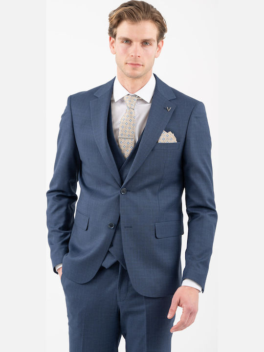 Men's Suit with Vest Blue
