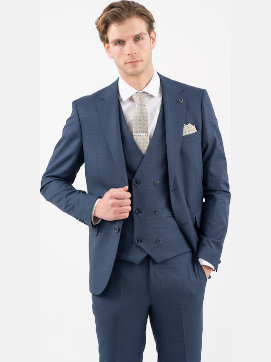 Men's Suit with Vest Blue