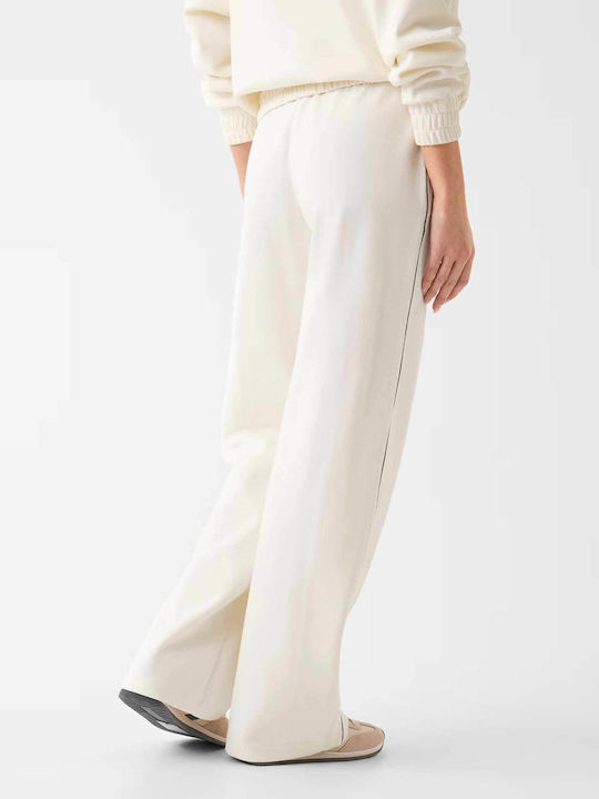 Damen Jogginghosen Hoch Taille Breit Ecru