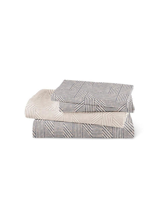 Borea Single Cotton Sheets Set Blue 160x240cm 2pcs