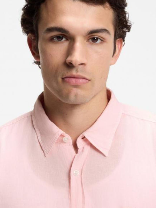 Relegant_6 Long Sleeve Linen Shirt Light Pink