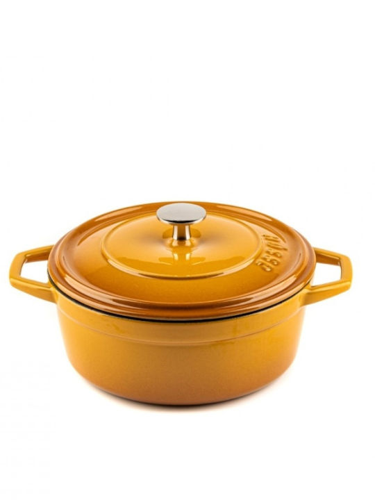 Hosse Deep Cast Iron Pot 2.61lt 20cm Yellow