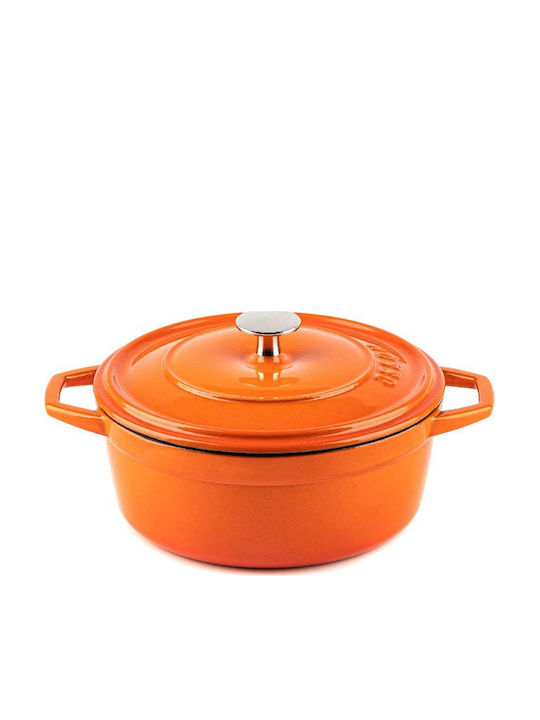 Hosse Deep Cast Iron Pot 0.765lt / 12cm Orange