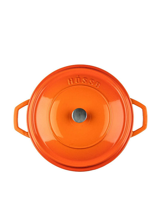 Hosse Deep Cast Iron Pot 6.1lt 28cm Orange