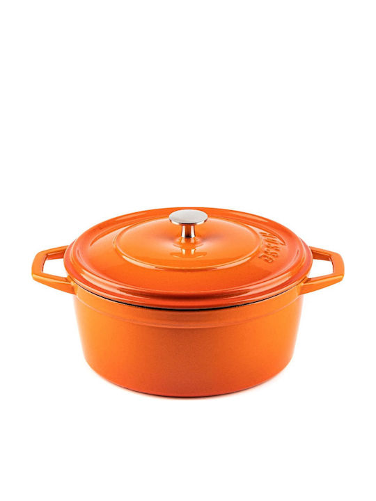Hosse Deep Cast Iron Pot 4.4l 24cm Orange