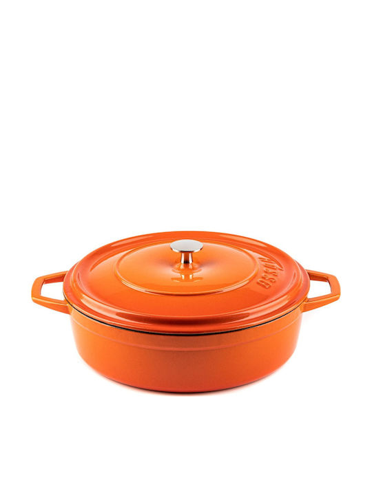 Hosse Deep Cast Iron Pot 3.4lt 28cm Orange
