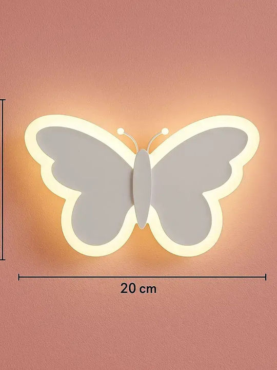 Διακοσμητικό Απλίκα Butterfly Λευκό Με Led 3 Χρωμάτων 20x12cm