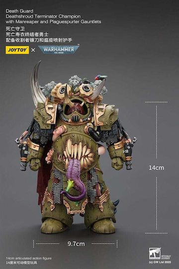 Warhammer 40k Action Figure 1/18 Death Guard Deathshroud Terminator Champion Manreaper Plaguespurter Gauntlets 14 Cm