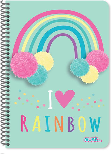 Must Team Σπιράλ Τετράδιο Ριγέ Α4 60 Φύλλων 2 Θεμάτων Rainbow (Διάφορα Σχέδια)