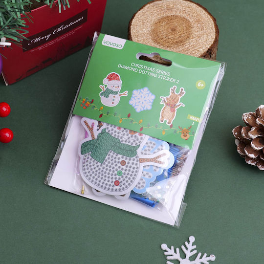 Diy Christmas Series Stickers with Rhinestones Snowmen 3 Pieces