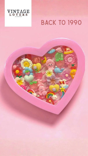 Set of 36 Kids Rings Heart Case