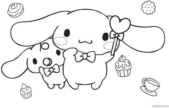 Drawing Pads Diakakis 40 Sheets Cinnamoroll 23x33cm Stickers Stencils 000490300 Two Designs